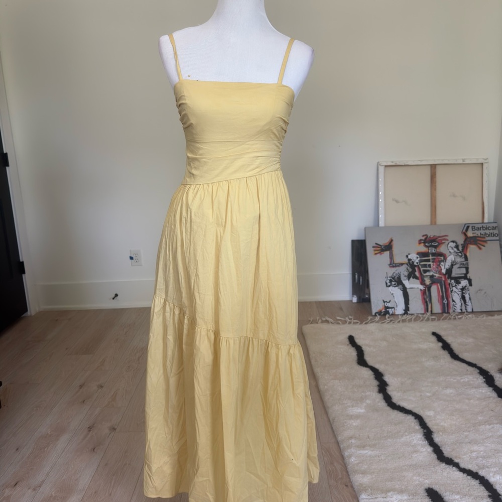 Luxely Raffia Dress Sundress Maxi in Soft Yellow - Picture 2 of 5